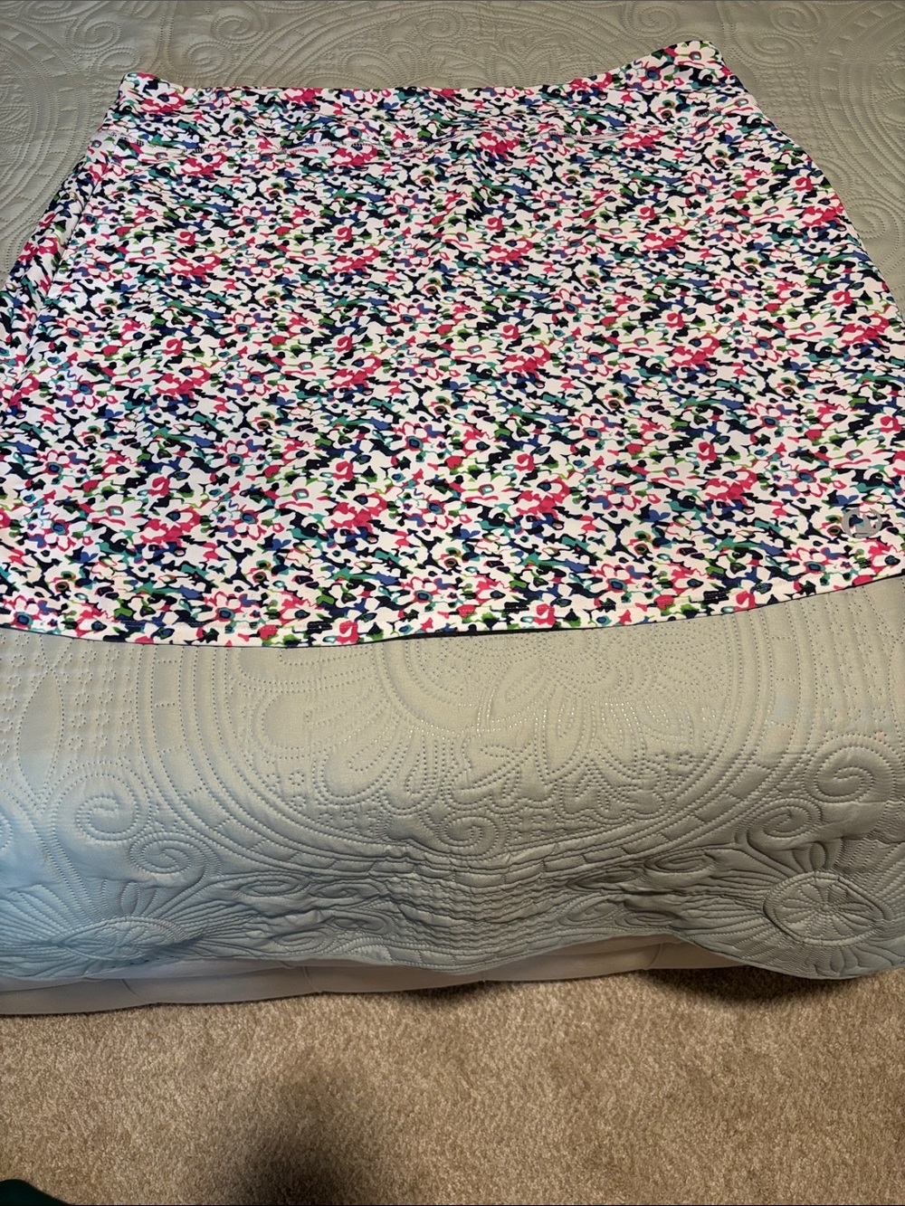 Floral Print A-Line Skort in White and Pink